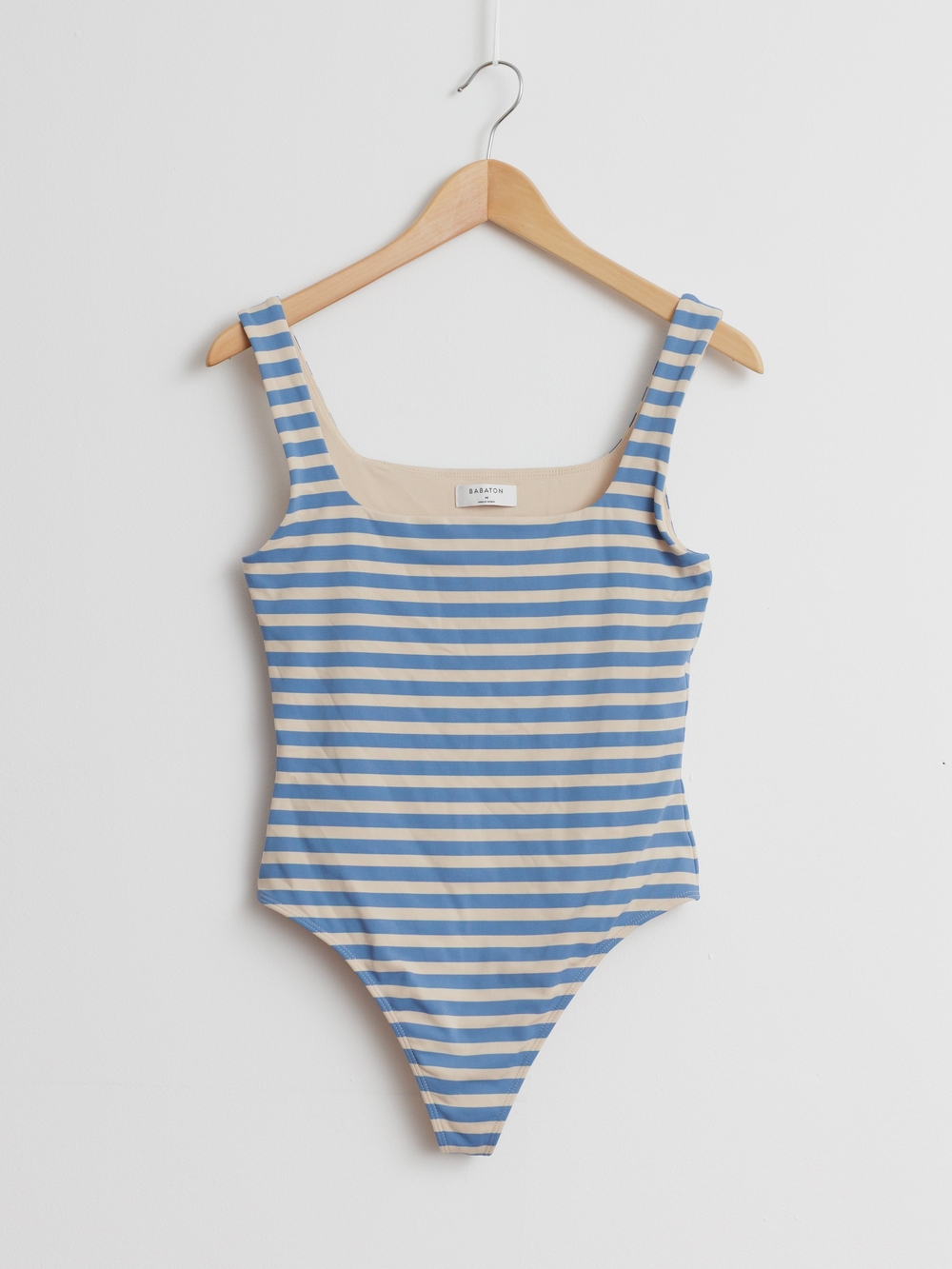 Babaton Contour Blue and Cream Striped Bodysuit